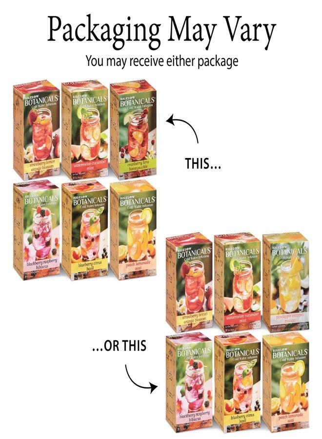 Bigelow Tea Bigelow Botanicals Cold Water Infusion Herbal Variety Pack, Caffeine Free Tea with Cranberry, Watermelon, Blackberry, Strawberry, Peach & Blueberry Flavor, 18 Count Box (Pack of 6), 108 Total Tea Bags - Image 2