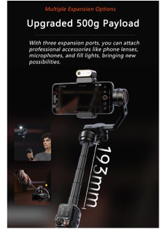 hohem Hohem iSteady M7 Gimbal Stabilizer for Smartphone, Magnetic AI Tracker Fill Light, Detachable Touchscreen Remote Controller, Built-in Extension Rod, 500g Payload Gimbal Stabilizer for iPhone Android  - Image 4