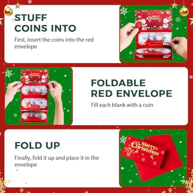 Money Envelope for Cash, 2026 New Money Holder with 10 Slots for Cash, DIY Holiday Money Gift Card for Xmas, Surprise Card Holder  Cash Envelope with Money Clip (Red1-6 Slots) - Image 5