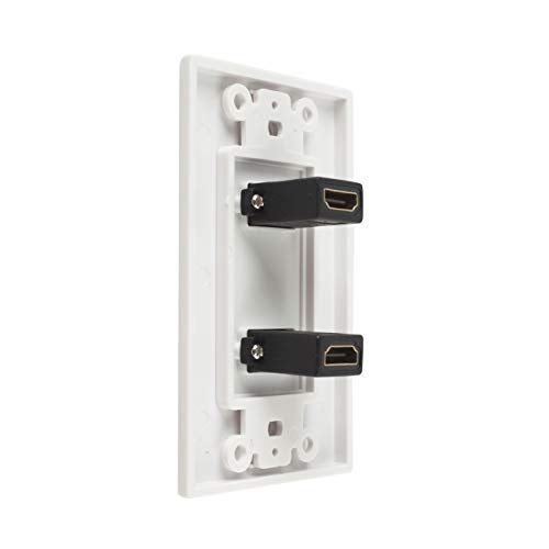 TENINYU Dual HDMI Wall Plate (2 Port) - 4K UHD, ARC, and Ethernet Pass-Thru Support (1-Gang) White - for 2 HDMI (2-Port) - Image 4