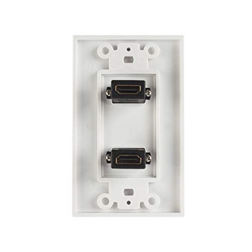 TENINYU Dual HDMI Wall Plate (2 Port) - 4K UHD, ARC, and Ethernet Pass-Thru Support (1-Gang) White - for 2 HDMI (2-Port) - Image 3