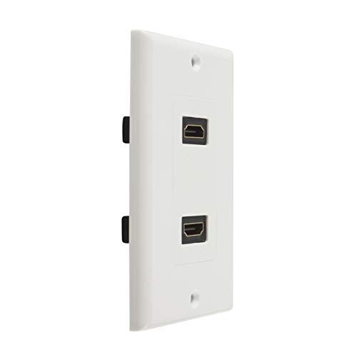 TENINYU Dual HDMI Wall Plate (2 Port) - 4K UHD, ARC, and Ethernet Pass-Thru Support (1-Gang) White - for 2 HDMI (2-Port) - Image 2