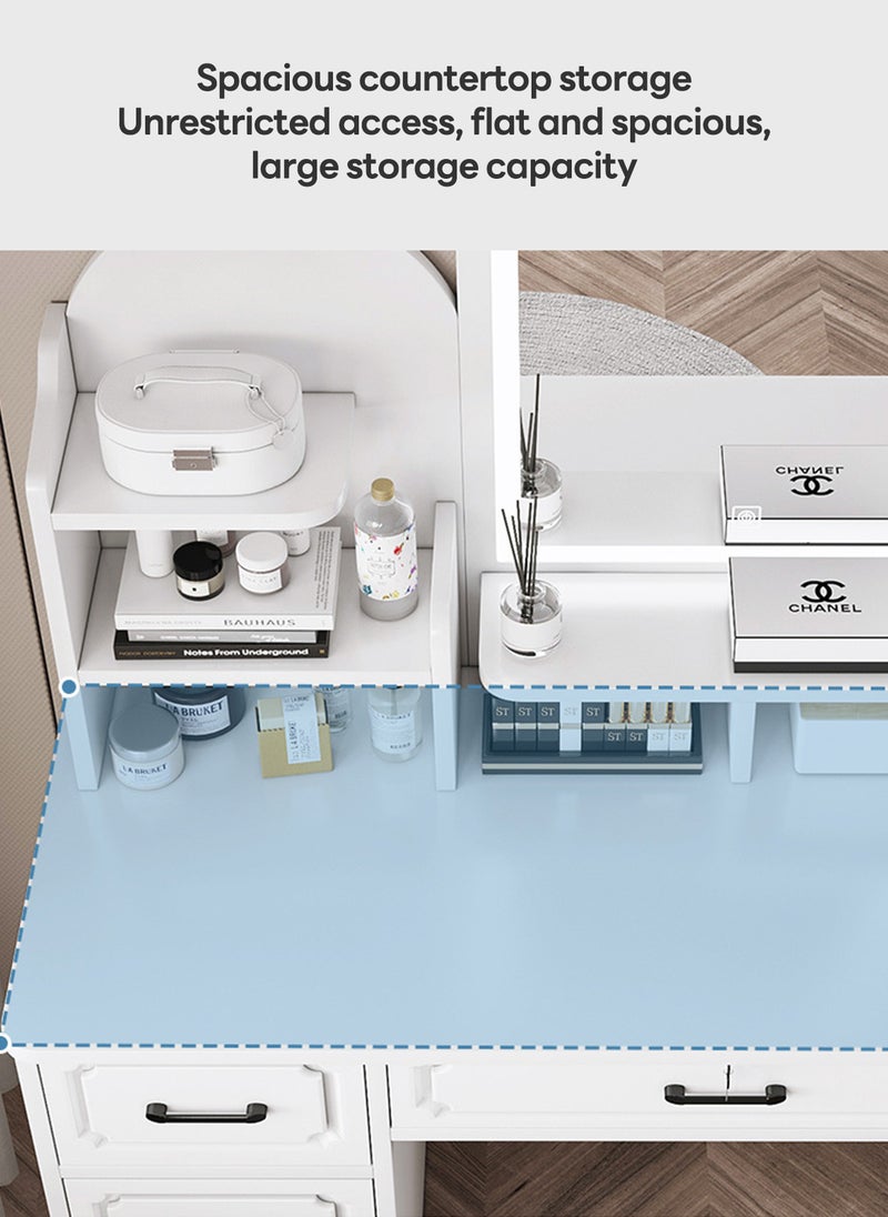 Sharpdo - Sharpdo Modern Minimalist Dressing Table for Bedroom with LED Mirror and Drawer Storage, Vanity table for make up 80*40*137cm - Image 1