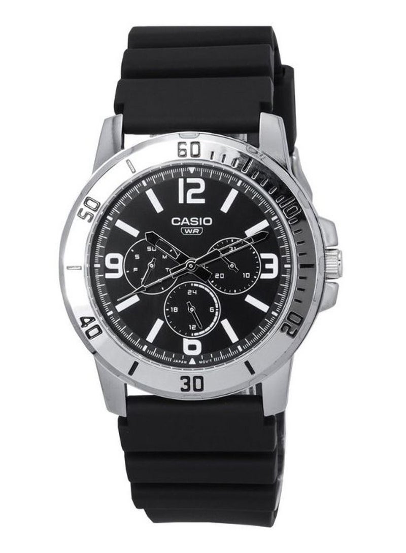 CASIO ساعة انالوج بمينا سوداء وسوار من الراتنج للرجال MTP-VD300-1B - Image 1
