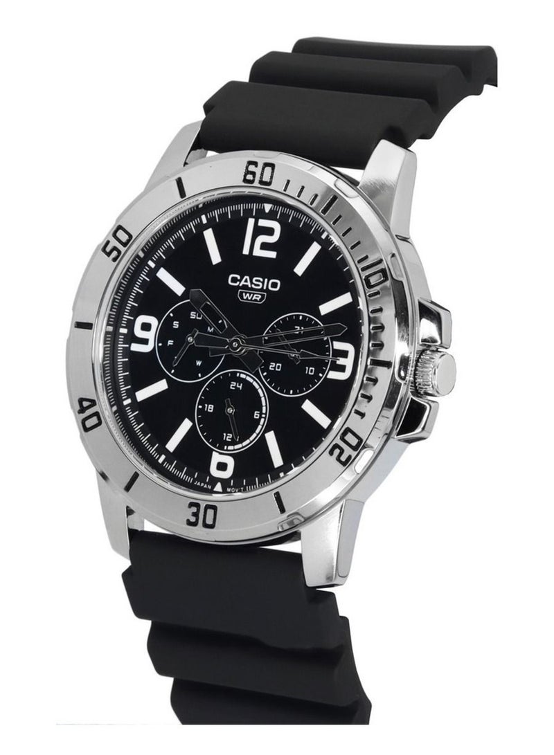 CASIO ساعة انالوج بمينا سوداء وسوار من الراتنج للرجال MTP-VD300-1B - Image 2