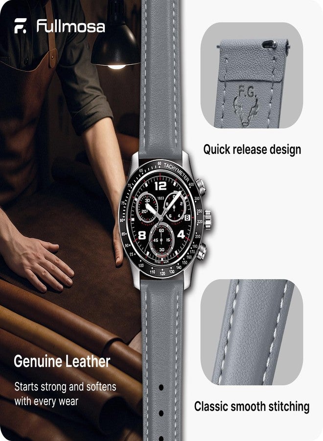 Fullmosa Axus Series 12 Colours Watch Strap, Replacement Watch Strap with Stainless Steel Metal Clasp for Men and Women, 22 mm, Grey - Image 4