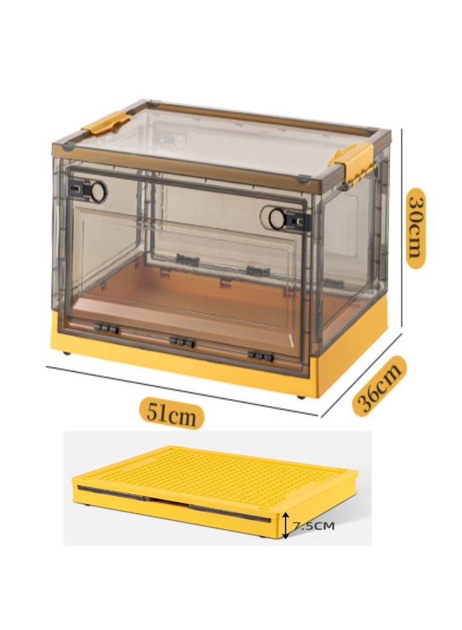 PENG GENERAL Collapsible Storage Box with Sliding Lid, Stackable Organizer Yellow - Image 3