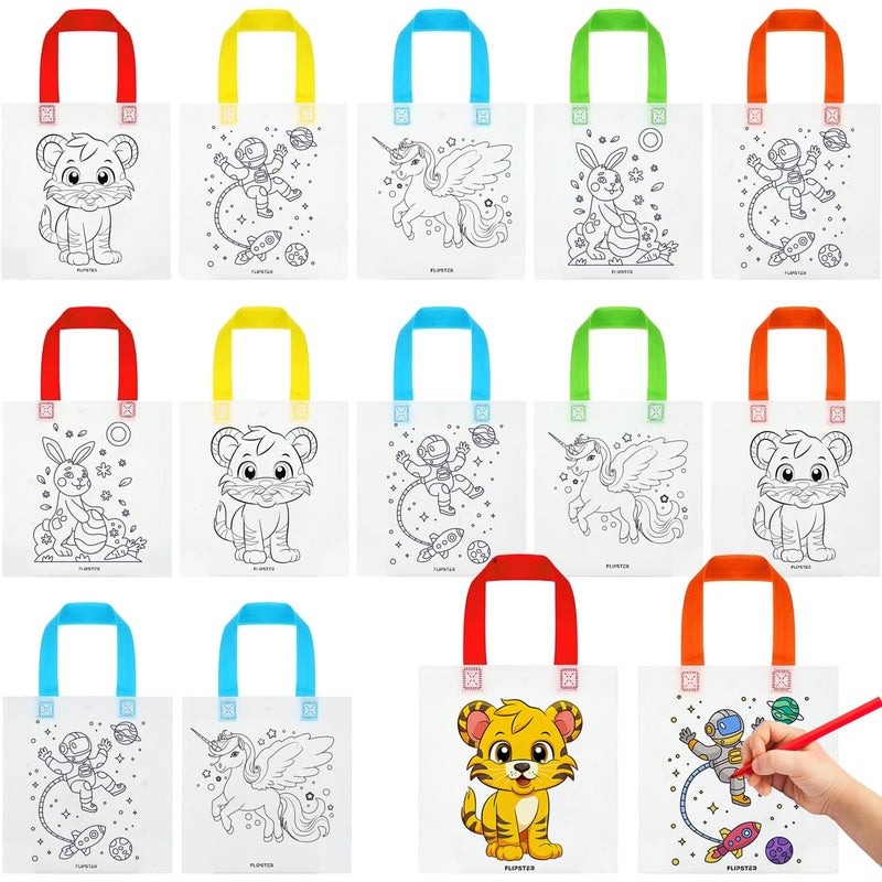 Flipster Return Gift Bags for Kids Birthday Party – Set of 48 | DIY Colouring Bags for Party Favor Return Gifts | Reusable Eco-Friendly Birthday Gift Bags for Kids - Image 1