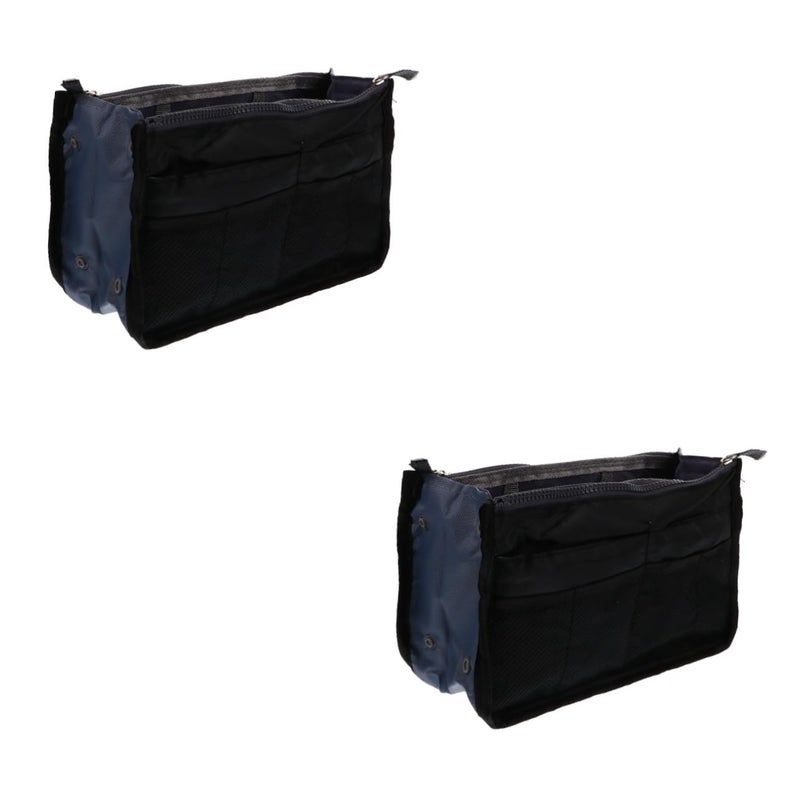 Folding Travel Organizer Bag Multi Pocket Liner For Cosmetics Toiletries Black 28X17X10CM - Image 2