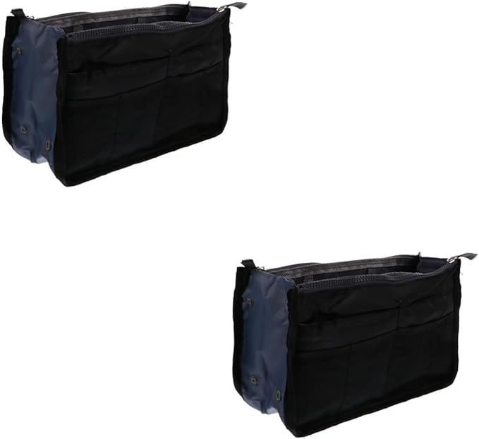 Folding Travel Organizer Bag Multi Pocket Liner For Cosmetics Toiletries Black 28X17X10CM - Image 1
