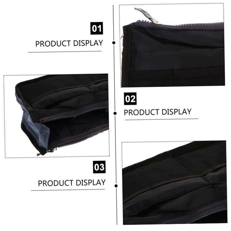 Folding Travel Organizer Bag Multi Pocket Liner For Cosmetics Toiletries Black 28X17X10CM - Image 3
