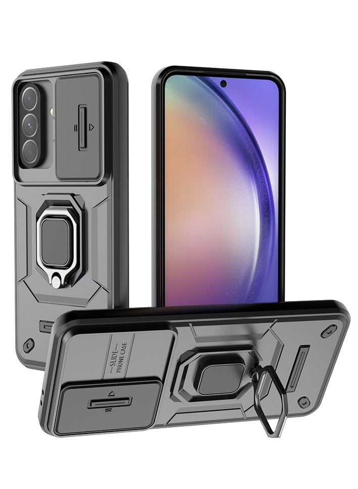 CoomBe Case for Samsung Galaxy A56/A36 5G Sliding Camera Cover Protection Magsafe Magnetic Phone Cover with Ring Stand Black - Image 1