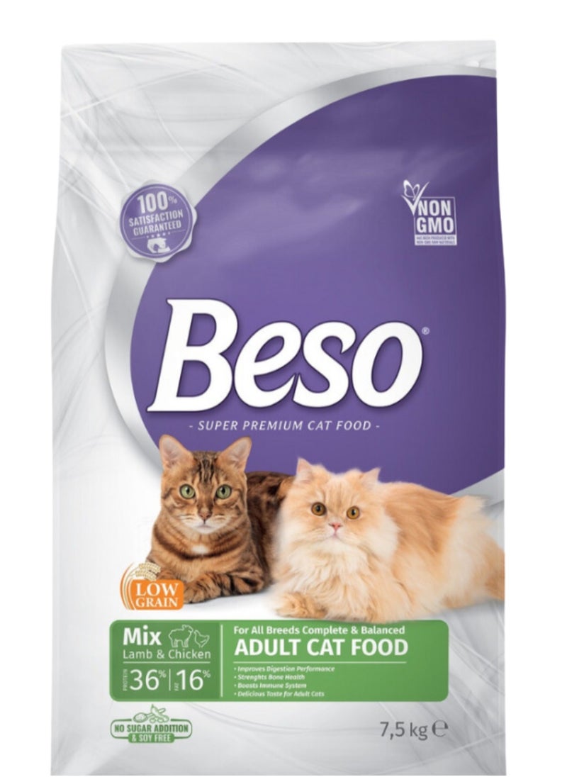 Beso Cat Adult Dry Food In Lamb & Chicken Flavor 7.5KG 