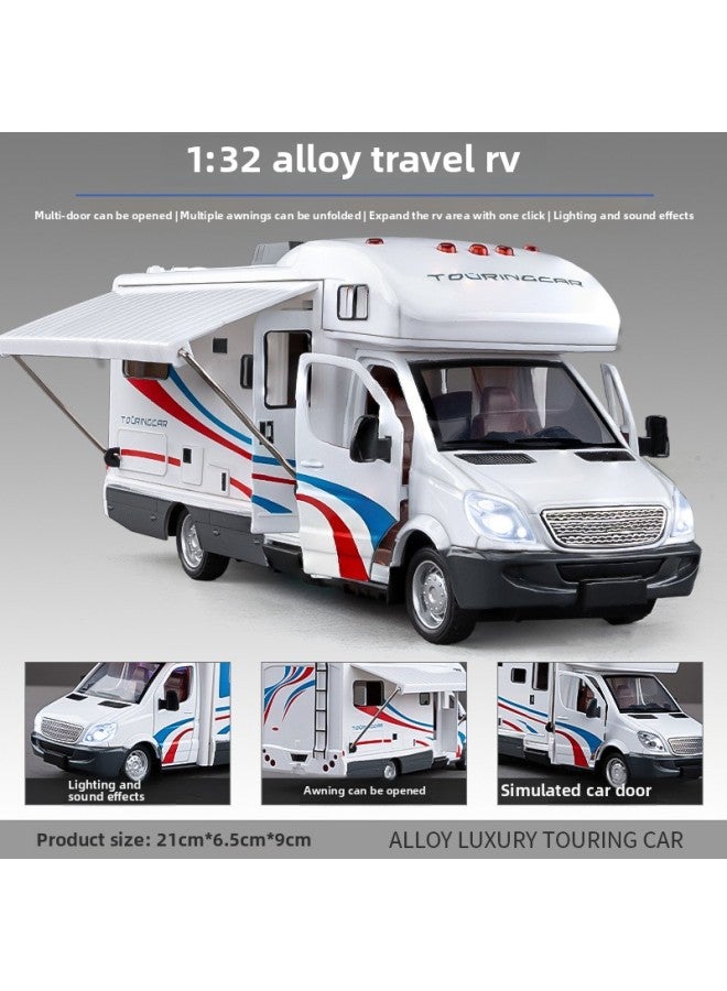 Large Alloy RV Toy Car Model Travel Cabriolet Bus Kids Car Camping Truck Boy-Color:Deluxe Edition Convertible Multifunctional Rv-white
