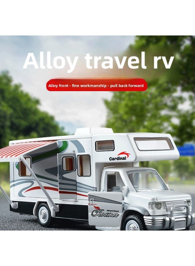 Large Alloy RV Toy Car Model Travel Cabriolet Bus Kids Car Camping Truck Boy-Color:Deluxe Edition Convertible Multifunctional Rv-white
