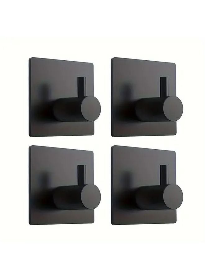 4 قطع خطافات جدارية لاصقة سوداء ثقيلة مقاومة للماء مصنوعة من الفولاذ المقاوم للصدأ منظف موفر للمساحة - Image 2