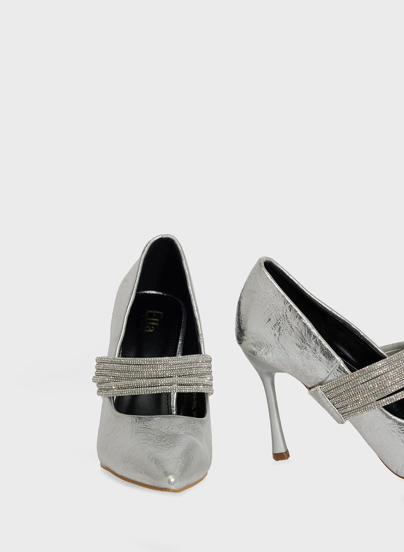 Ella Limited Edition Diamante Heeled Pump  - Image 4