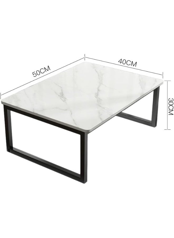 YINZUO Modern Rectangular Marble Top Coffee Table with Black Metal Frame, Stylish Space-Saving Design, Welded Joint, No Assembly Needed (Small) - Image 2