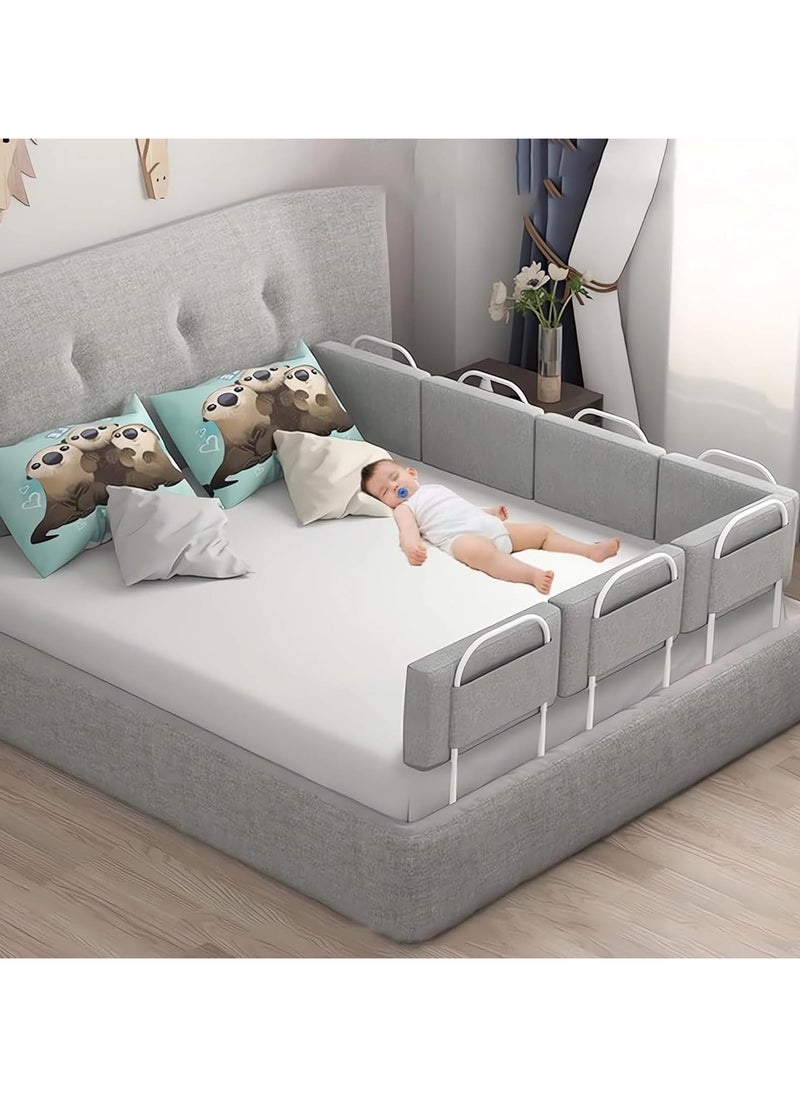 AUTOYSUR Bed rails for toddler,Bed Fence Kids Safety Bedside Guard Baby Anti-Fall Bed Rail Child Bed Soft Barrier Height Adjustable Side Protection,grey  - Image 1