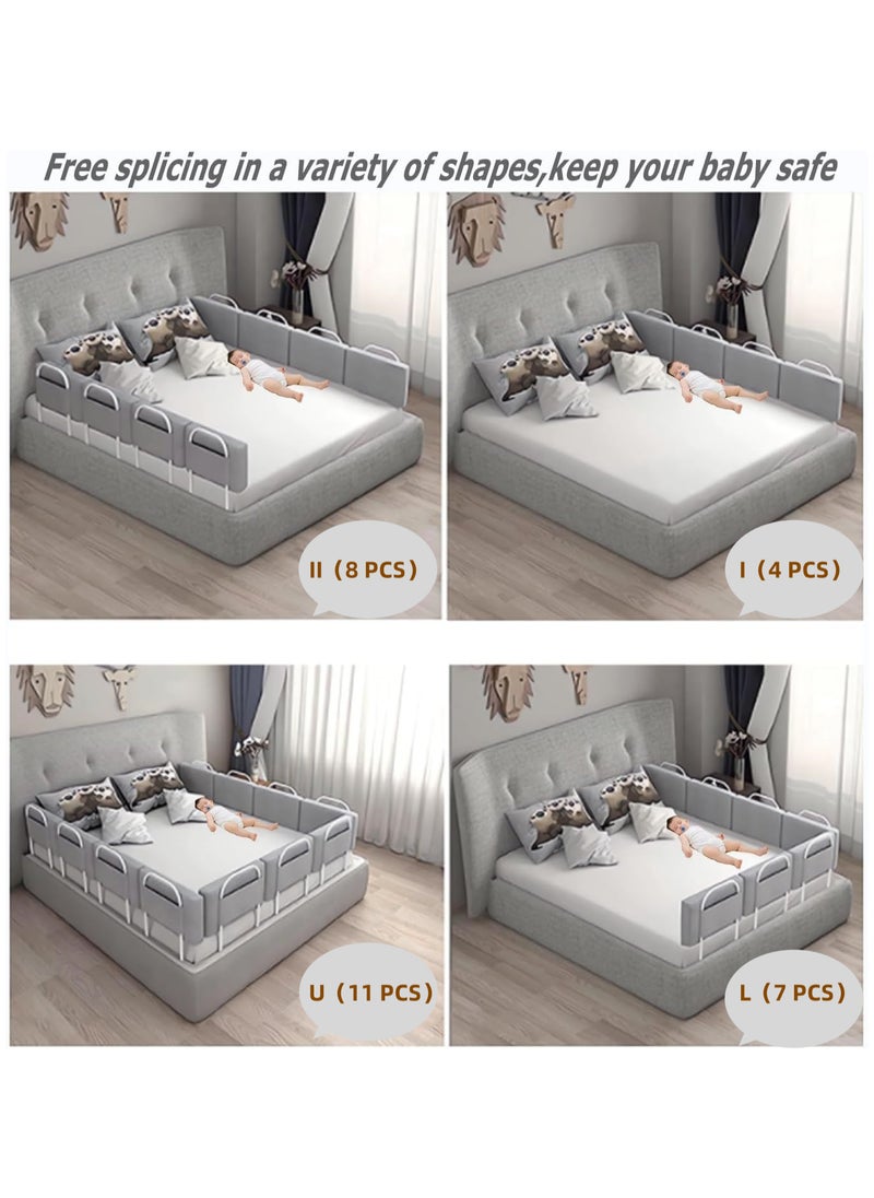 AUTOYSUR Bed rails for toddler,Bed Fence Kids Safety Bedside Guard Baby Anti-Fall Bed Rail Child Bed Soft Barrier Height Adjustable Side Protection,grey  - Image 2