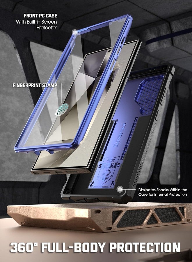 Poetic Spartan Case Compatible with Galaxy S24 Ultra 5G 6.8 Inch, Sliding Camera Cover, Screen Protector Works with Fingerprint ID, Military Grade Shockproof Case with Stand, Midnight Blue - Image 2