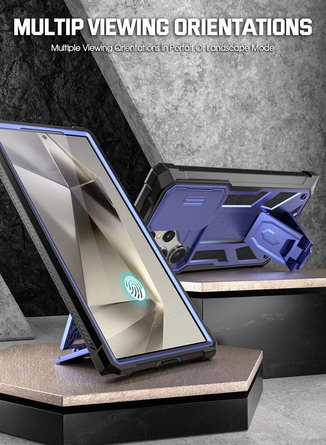 Poetic Spartan Case Compatible with Galaxy S24 Ultra 5G 6.8 Inch, Sliding Camera Cover, Screen Protector Works with Fingerprint ID, Military Grade Shockproof Case with Stand, Midnight Blue - Image 3