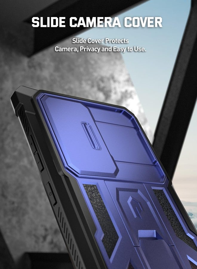 Poetic Spartan Case Compatible with Galaxy S24 Ultra 5G 6.8 Inch, Sliding Camera Cover, Screen Protector Works with Fingerprint ID, Military Grade Shockproof Case with Stand, Midnight Blue - Image 5