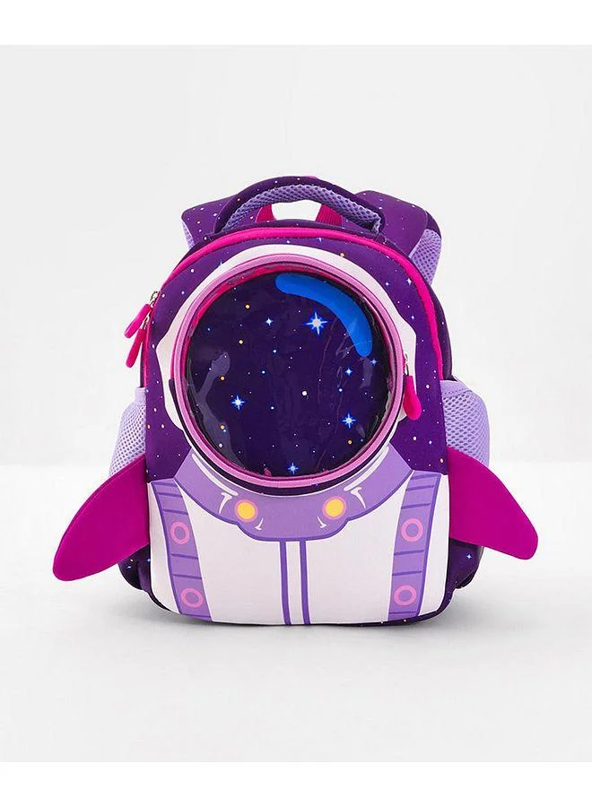 Bonfino Bonfino Astronaut School Bag, Mesh Back Panel, Padded Adjustable Straps, Lightweight Comfort, 6 Years+, Purple - 12 Inches