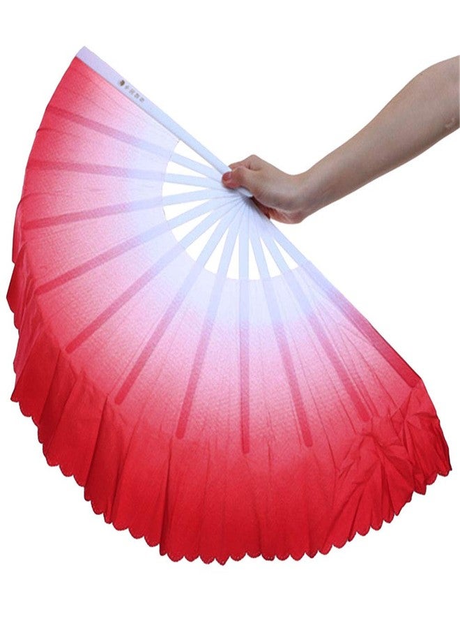 ZooBoo 1pair Plastic Taichi Kungfu Fan Dancing Fans Martial Arts Sports Folding Hand Fan 13inch (Red) - Image 3