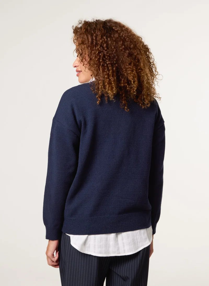 Blue Vanilla Round Neck Bear Jumper