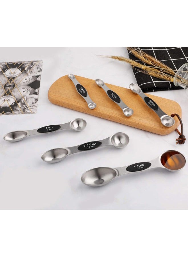 forkmannie Magnetic Measuring Spoons Set of 6 Stainless Steel Dual Sided Stackable Teaspoon for Measuring Dry and Liquid Ingredients, Kitchen Gadgets - Image 4