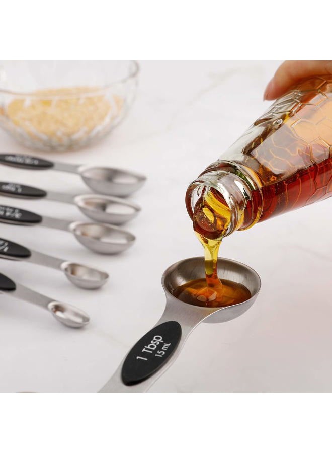 forkmannie Magnetic Measuring Spoons Set of 6 Stainless Steel Dual Sided Stackable Teaspoon for Measuring Dry and Liquid Ingredients, Kitchen Gadgets - Image 2