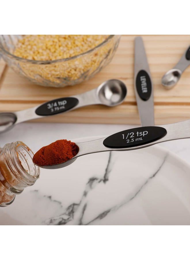 forkmannie Magnetic Measuring Spoons Set of 6 Stainless Steel Dual Sided Stackable Teaspoon for Measuring Dry and Liquid Ingredients, Kitchen Gadgets - Image 3