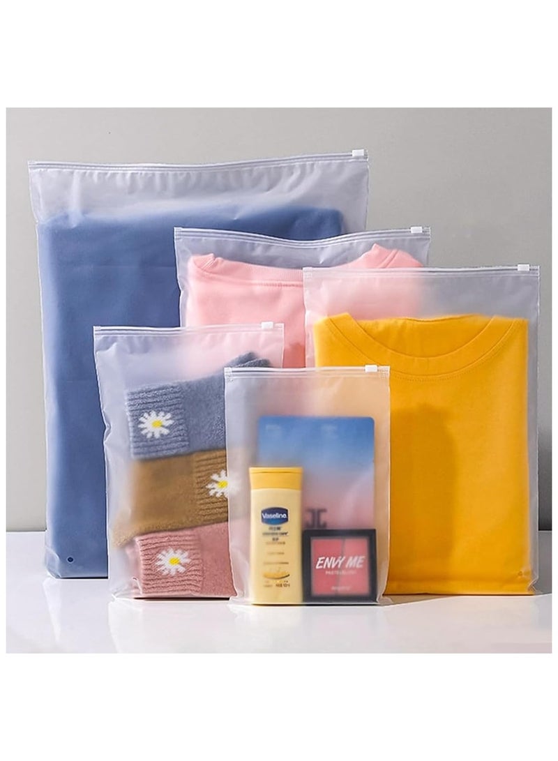 Homify 50 Pcs Frosted Storage Bag, Clear Plastic Ziplock Bags, Travel Wardrobe Organiser for Clothes & Shoes, Reusable Packing Bag for Mailing Selling(5 Size) - Image 1