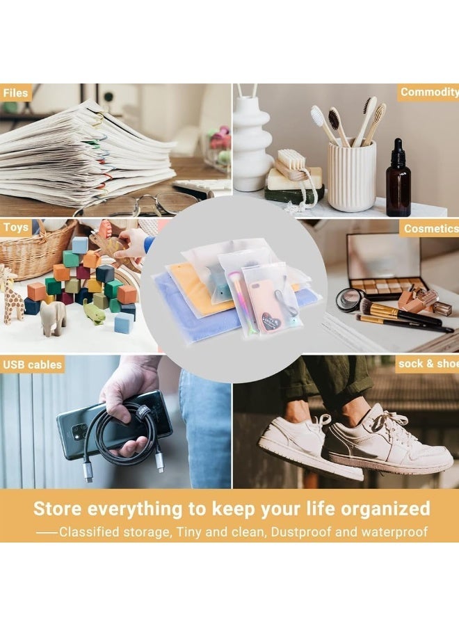 Homify 50 Pcs Frosted Storage Bag, Clear Plastic Ziplock Bags, Travel Wardrobe Organiser for Clothes & Shoes, Reusable Packing Bag for Mailing Selling(5 Size) - Image 3
