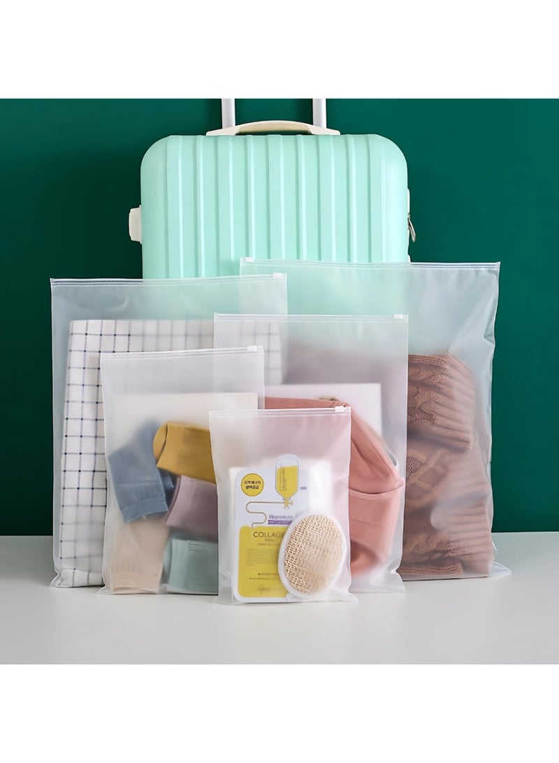 هوميفاي 50 قطعة من أكياس التخزين ذات السطح المثلج، أكياس بلاستيكية شفافة بسحاب، منظّم خزانة السفر للملابس والأحذية، أكياس تعبئة قابلة لإعادة الاستخدام للبريد والبيع (5 أحجام) - Image 1