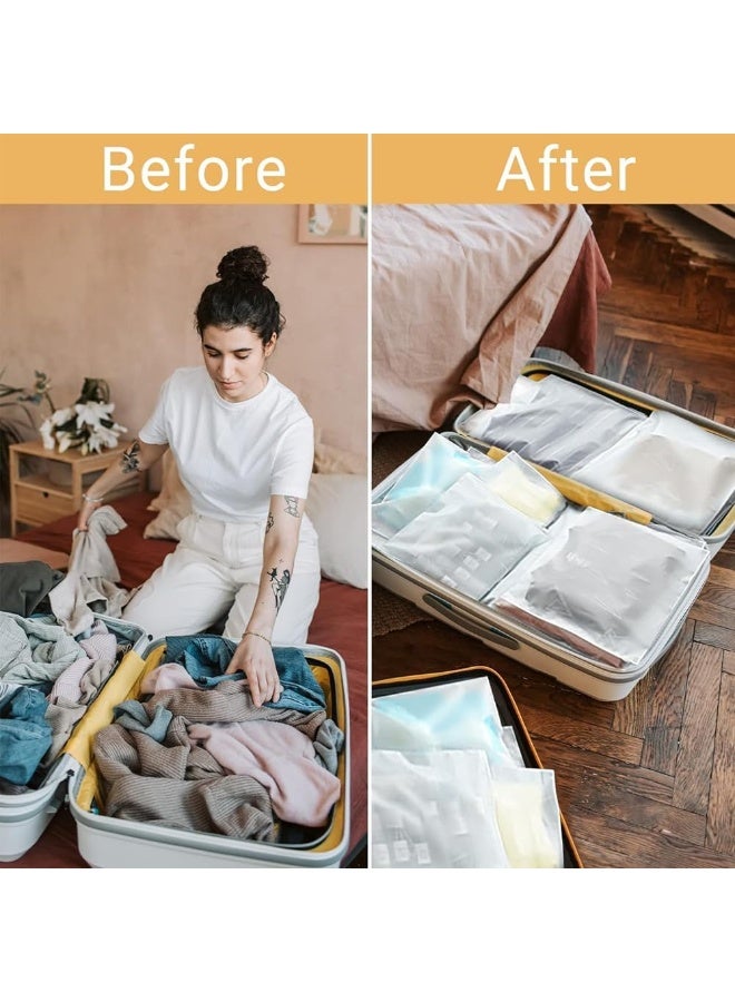 Homify 50 Pcs Frosted Storage Bag, Clear Plastic Ziplock Bags, Travel Wardrobe Organiser for Clothes & Shoes, Reusable Packing Bag for Mailing Selling(5 Size) - Image 2