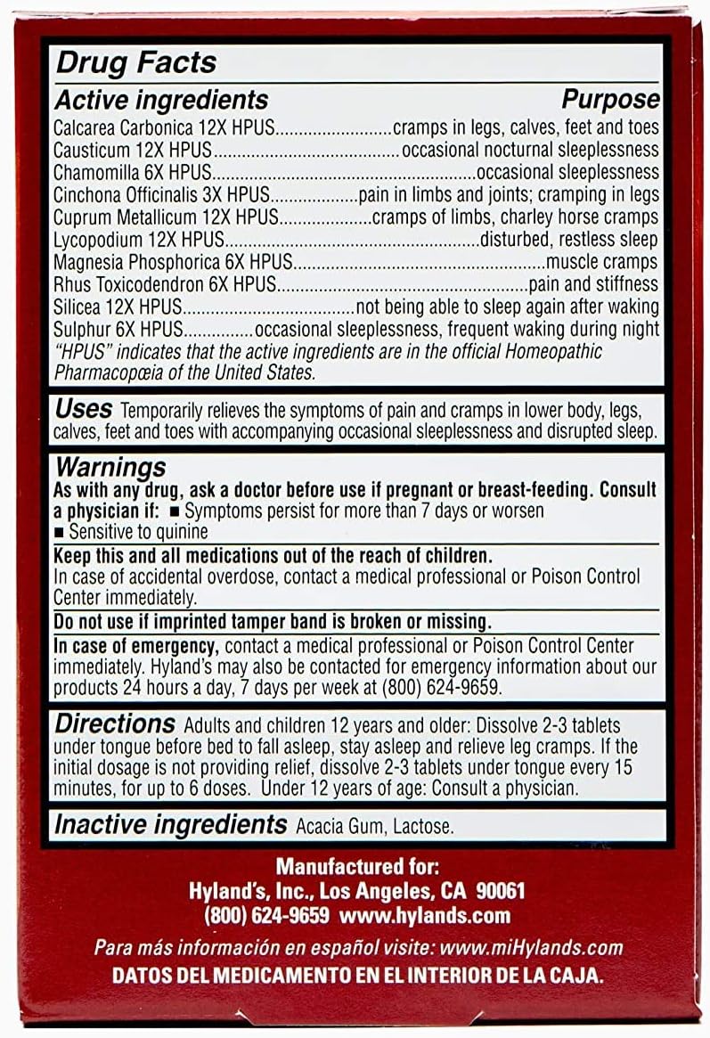 Hyland's Leg Cramps PM Tablets - 50 Quick-Dissolving Tablets (Pack of 2) - Image 2