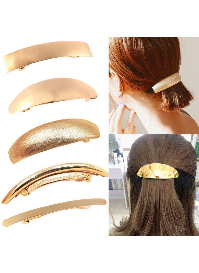 DED Ed Pack Of 5 Women Hair Clips Metal Hair Pins Simple Retro Large Hair Barrettes French Clip Barrettes For Women Lady(Gold)  - Image 1