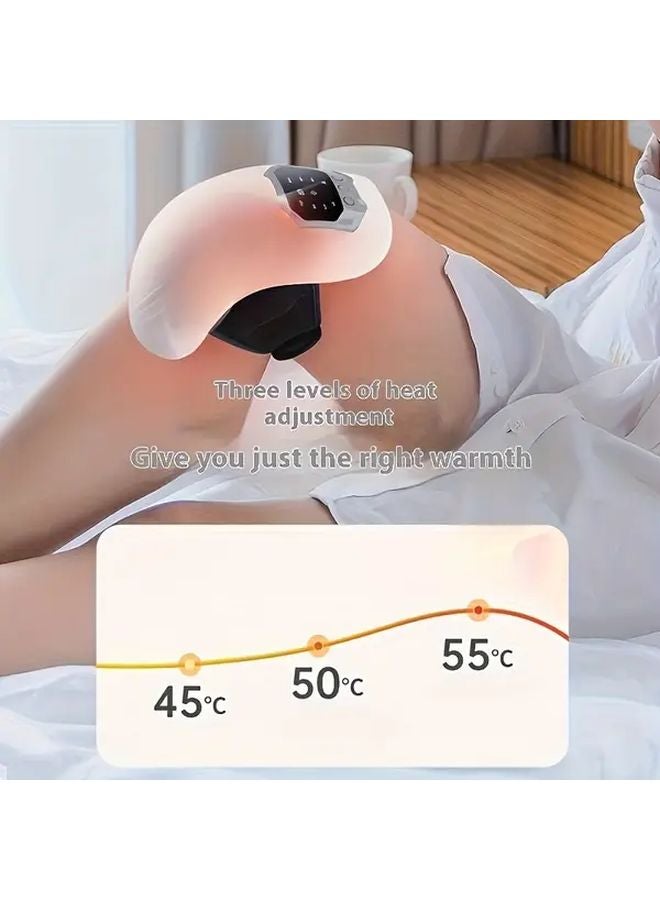 مساج الركبة الأبيض المحمول مع ضغط ساخن واهتزاز ونظام تحكم متعدد المستويات - Image 4
