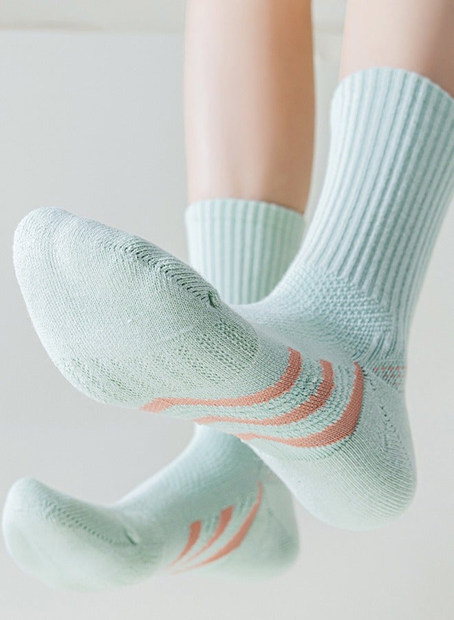 Women's Moisture-Wicking Cotton Sports Cushioning Round Socks Running Towel Bottom Thickened Shock-Absorbing Skipping Rope Fitness Badminton Tennis Socks Mid-Calf Professional Sports Socks - Image 1