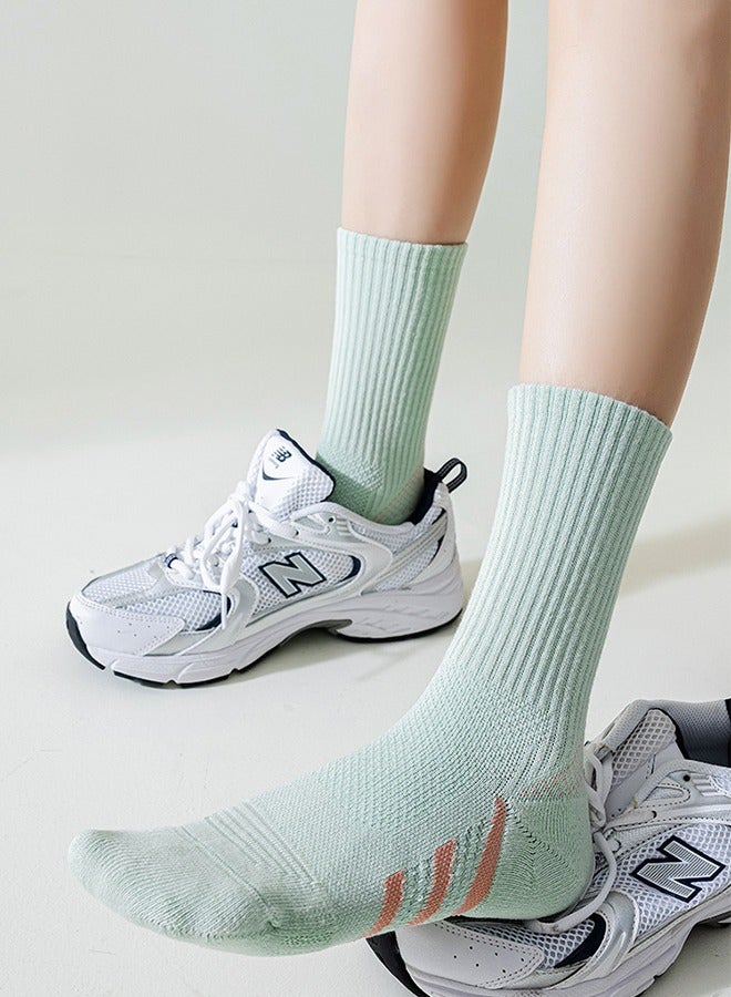 Women's Moisture-Wicking Cotton Sports Cushioning Round Socks Running Towel Bottom Thickened Shock-Absorbing Skipping Rope Fitness Badminton Tennis Socks Mid-Calf Professional Sports Socks - Image 2