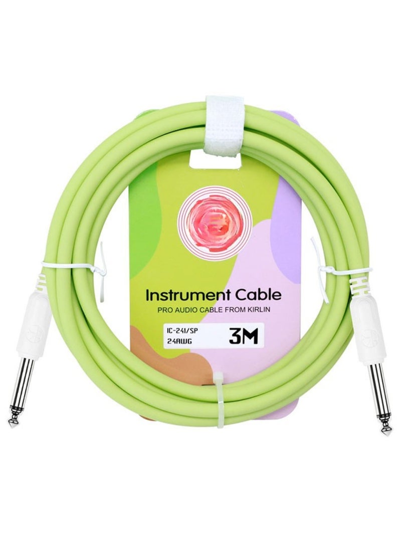 كابل آلات موسيقية بطول 3 متر للجيتار والباس، قابس مستقيم مزدوج، تقليل الضوضاء، كابل صوتي متين ومرن، بألوان ماكارون - Image 1