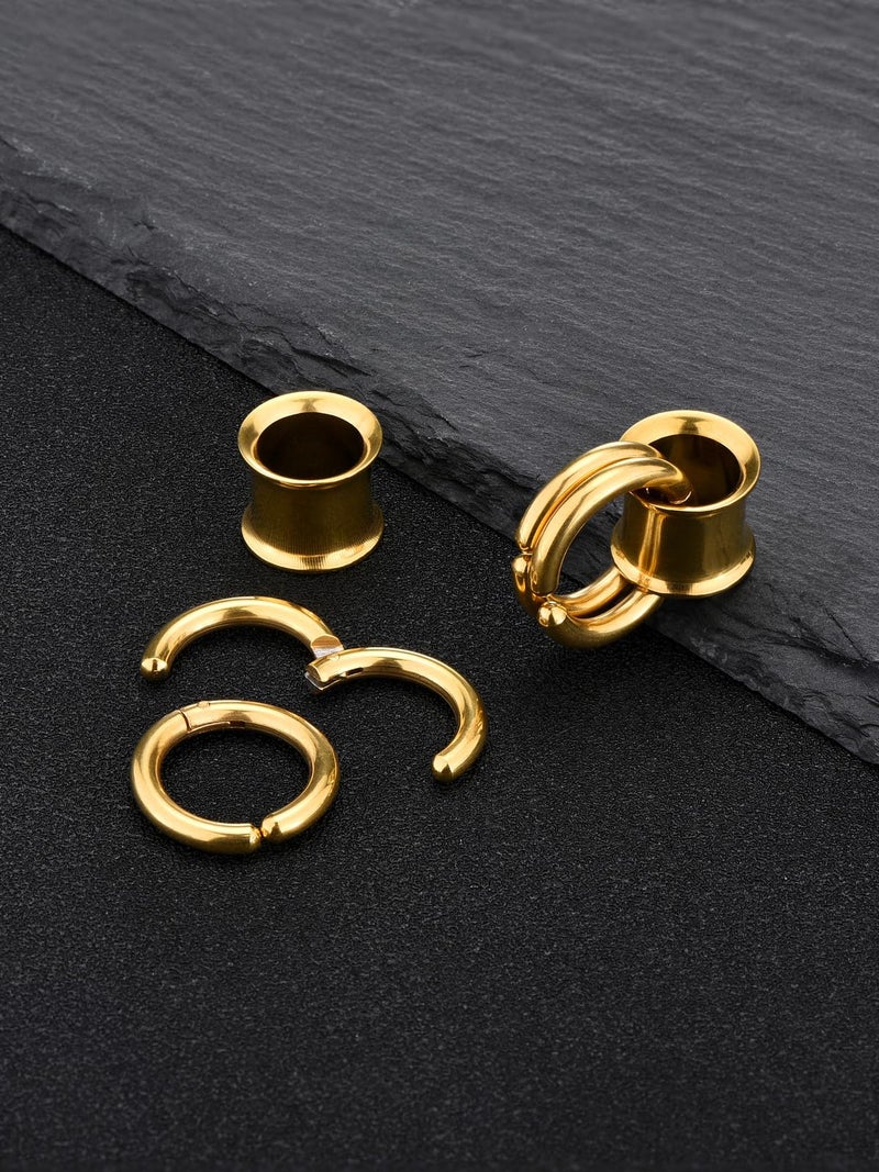 PiercingJ 1 Pair Ear Guages with Rings Ear Weight Plugs Tunnels Hypoallergenic Ear Expander Stretchers 316 Stainless Steel Hoop Earrings Piercing Body Jewelry 00g 10mm - Image 5