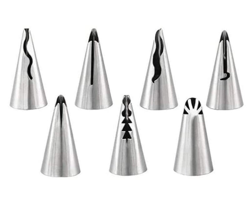 SPHTOEO A Set of 7pcs Stainless Steel Russian Ruffle Skirt Icing Piping Tips Nozzles Pastry Cake Cupcake Decorating Baking Tool - Image 1