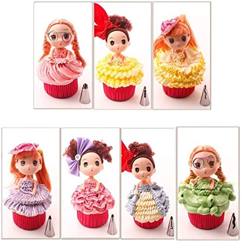 SPHTOEO A Set of 7pcs Stainless Steel Russian Ruffle Skirt Icing Piping Tips Nozzles Pastry Cake Cupcake Decorating Baking Tool - Image 2