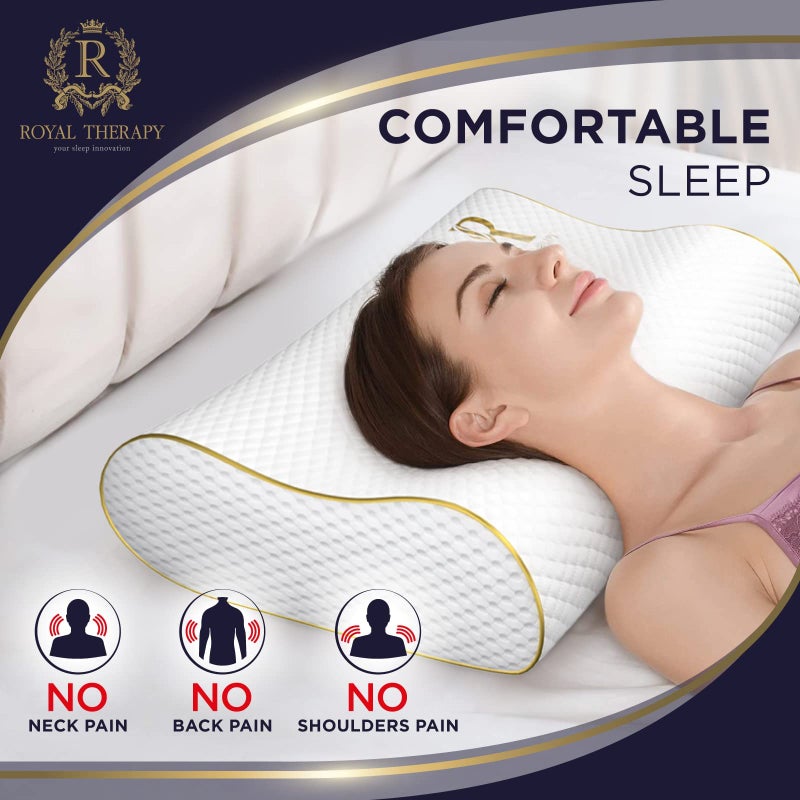 Royal Therapy Royal Therapy Memory Foam Pillow, Queen Pillow Neck Pain Relief, Contour Pillow, Pillow for Neck and Shoulder Pain, Neck Pain Pillow, Side Sleeper Pillow, Cervical Neck Pillow, Neck Pillow Sleeping  - Image 2
