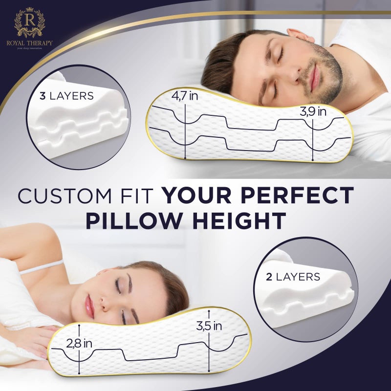 Royal Therapy Royal Therapy Memory Foam Pillow, Queen Pillow Neck Pain Relief, Contour Pillow, Pillow for Neck and Shoulder Pain, Neck Pain Pillow, Side Sleeper Pillow, Cervical Neck Pillow, Neck Pillow Sleeping  - Image 3