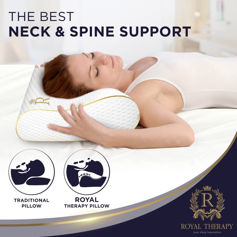 Royal Therapy Royal Therapy Memory Foam Pillow, Queen Pillow Neck Pain Relief, Contour Pillow, Pillow for Neck and Shoulder Pain, Neck Pain Pillow, Side Sleeper Pillow, Cervical Neck Pillow, Neck Pillow Sleeping  - Image 4