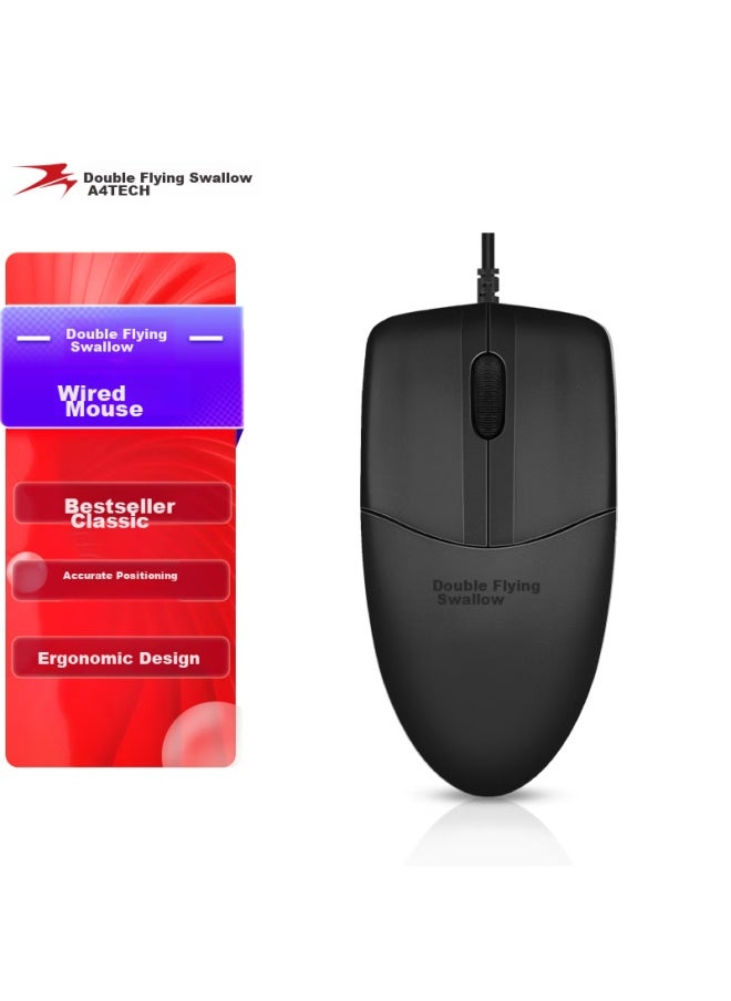 A4TECH A4tech Op-520nu Mouse, Wired Mouse, Office Mouse, Portable Mouse, Symmetrical Mouse, Black  - Image 1